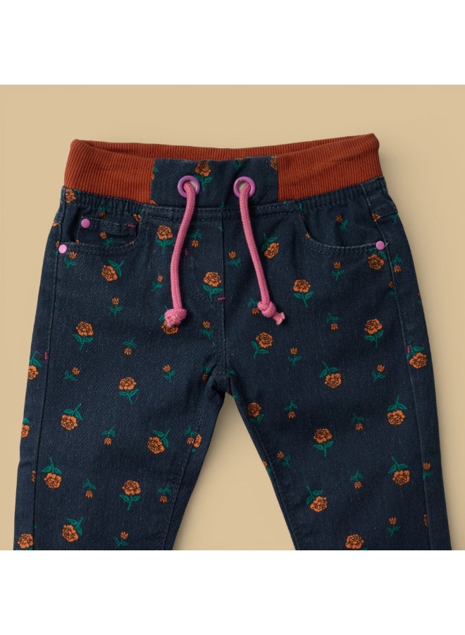 MARWAN Girls All Over Print Twill Long Pants with Elastic Waist and Drawstring - Image 3